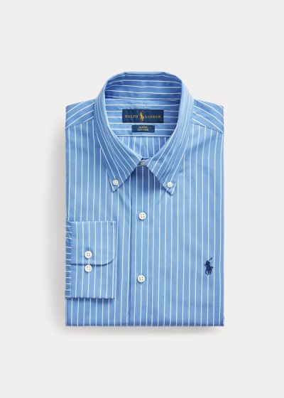 Camisa Polo Ralph Lauren Slim Fit Striped Poplin Homem 61042-IEAQ